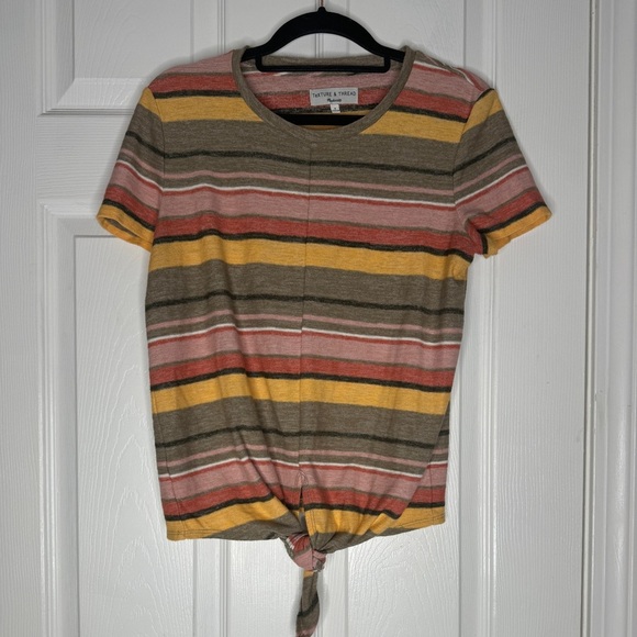 MADEWELL Texture & Thread Modern Tie-Front Top in Kieran Stripe Size Small - Picture 4 of 6